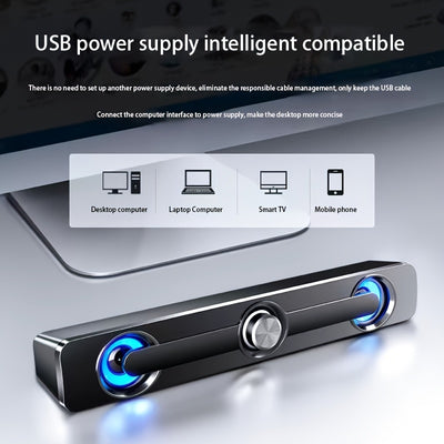 Computer Sound Stationary Home Small Sound USB Long Mini Sound Box Christmas Gift For Women/kids/Children/Men/Adults