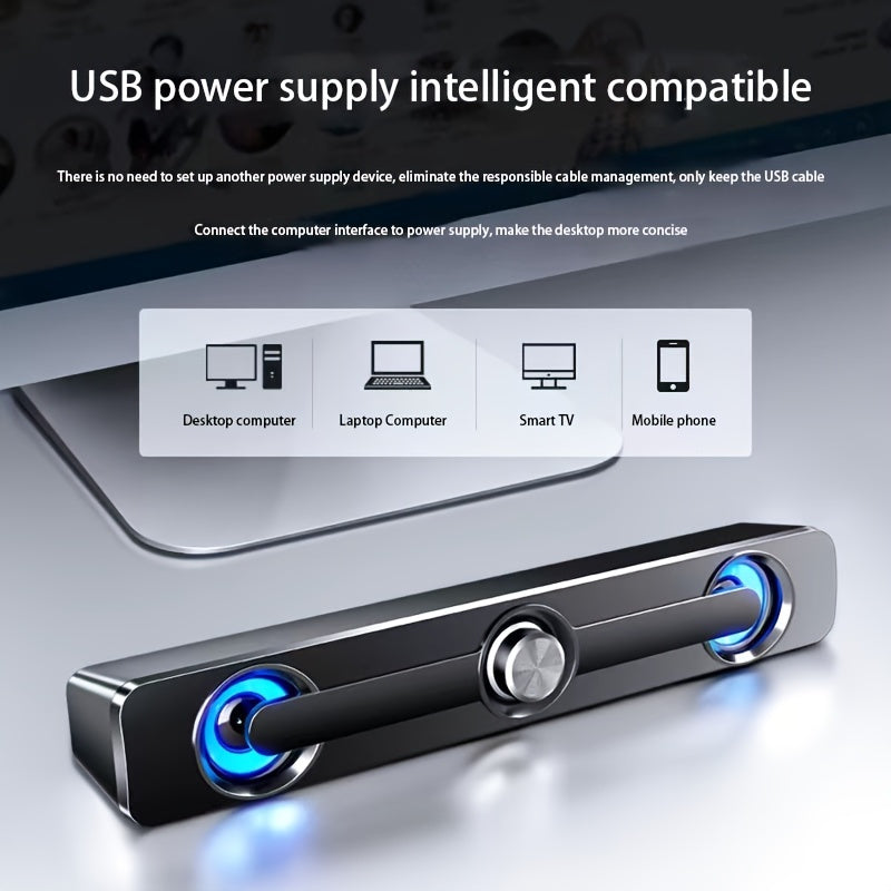 Computer Sound Stationary Home Small Sound USB Long Mini Sound Box Christmas Gift For Women/kids/Children/Men/Adults