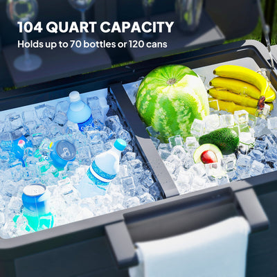 Outsunny 104 Quart Large Capacity Outdoor Cooler Cart, Patio Rolling Ice Chest with Bottle Opener Shelves Wheels, Black