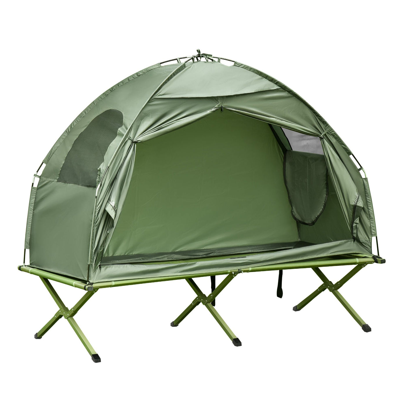 Outsunny 1 Person Folding Camping Cot, Portable Outdoor with Carry Bag, 2-in-1 Elevated Camping Bed Tent Single