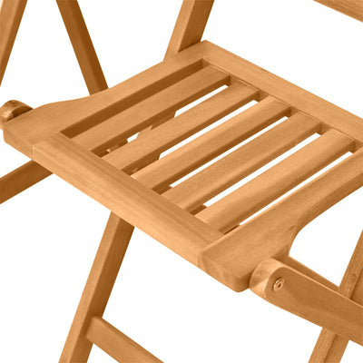 Outsunny 3-Piece Patio Bistro Set, Folding Acacia Wood Bistro, Set Outdoor Square Table Two Chair, Slatted Finish, Teak, Natural