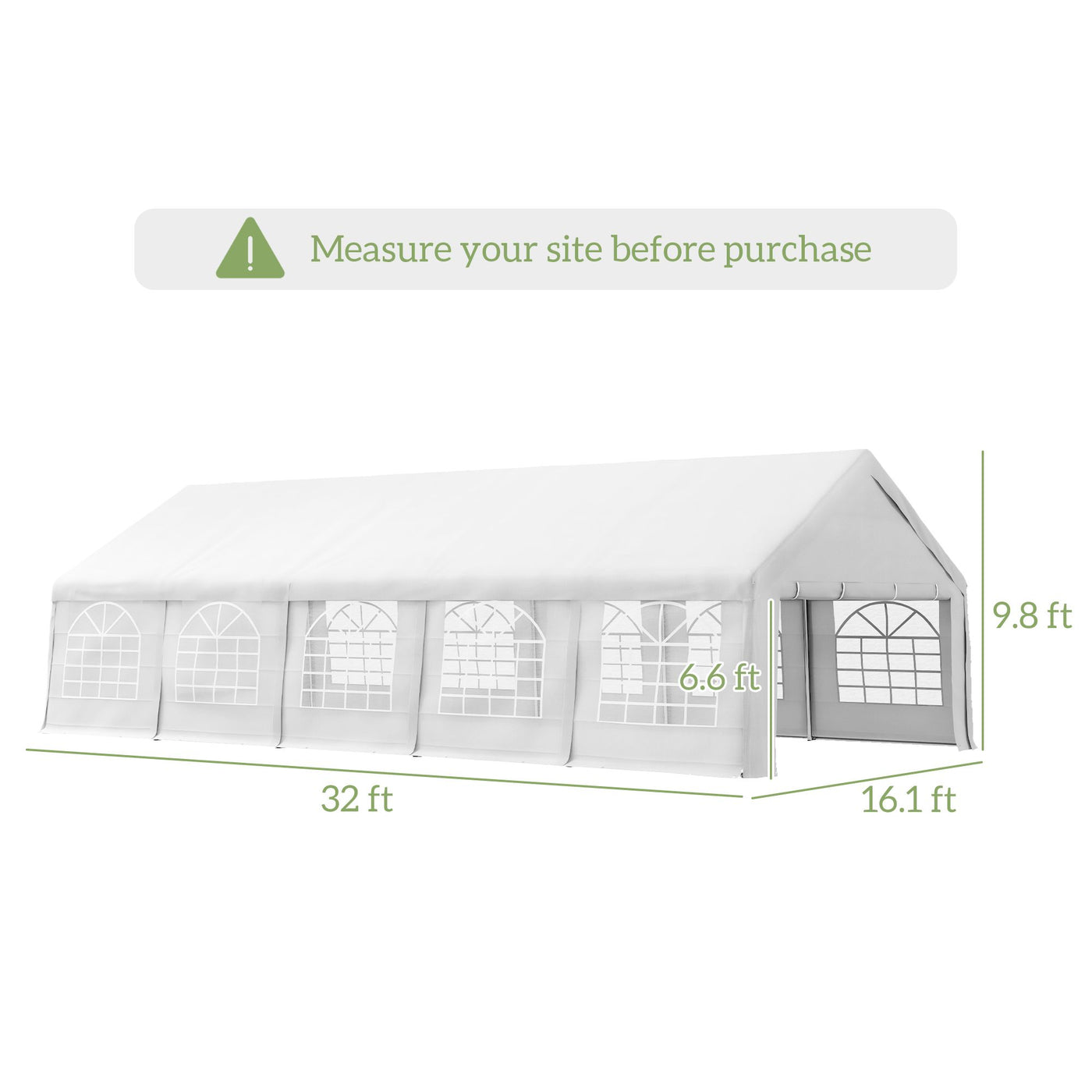 Outsunny Heavy Duty Carport Canopy 32x16ft Party/Wedding Tent White with Removable Sidewalls Outdoor