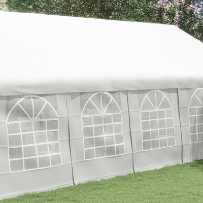 Outsunny Heavy Duty Carport Canopy 32x16ft Party/Wedding Tent White with Removable Sidewalls Outdoor