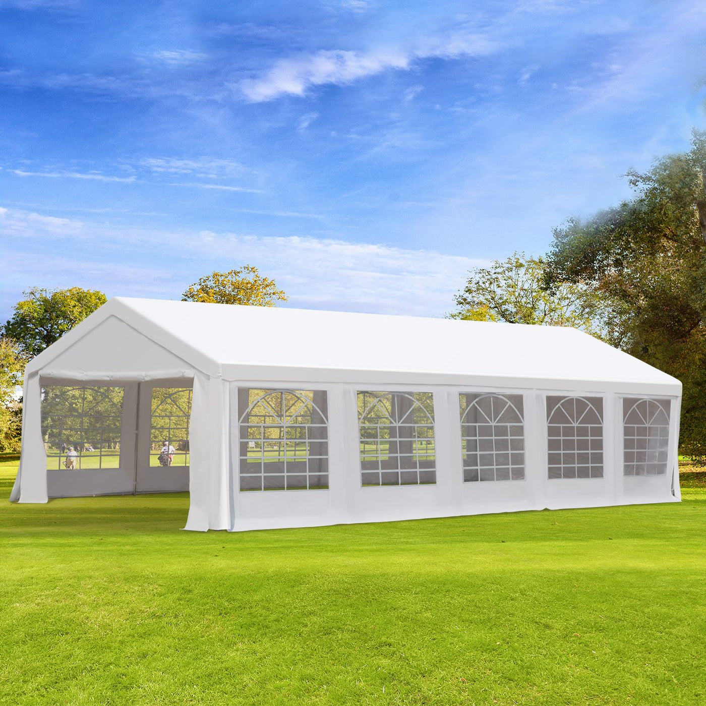 Outsunny Heavy Duty Carport Canopy 32x16ft Party/Wedding Tent White with Removable Sidewalls Outdoor