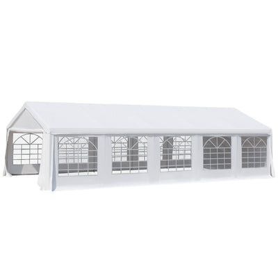 Outsunny Heavy Duty Carport Canopy 32x16ft Party/Wedding Tent White with Removable Sidewalls Outdoor