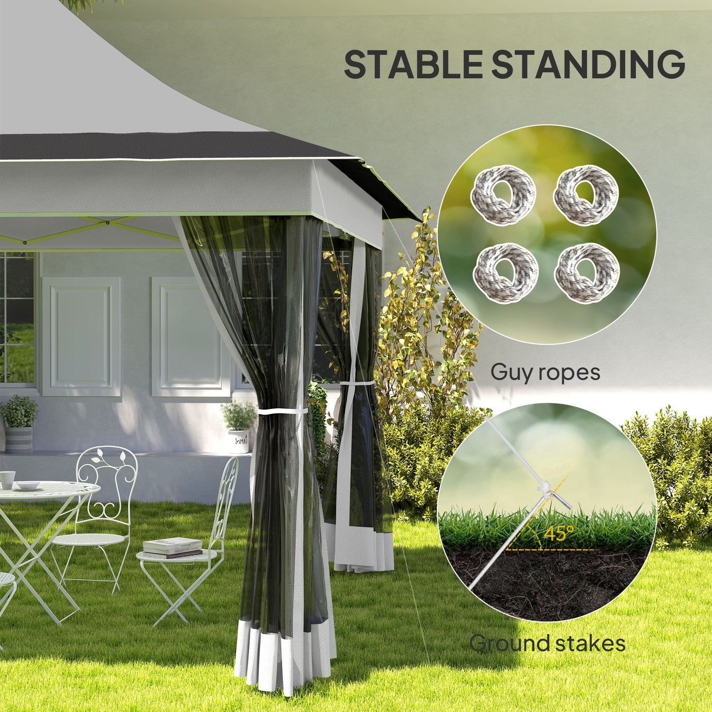 Outsunny 12' x 12' Canopy Tent with Mesh Netting, UPF50+ Pop Up Tent with Carry Bag for Garden, Patio, Light Gray