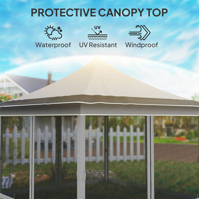 Outsunny 12' x 12' Canopy Tent with Mesh Netting, UPF50+ Pop Up Tent with Carry Bag for Garden, Patio, Light Gray