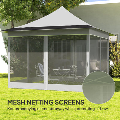 Outsunny 12' x 12' Canopy Tent with Mesh Netting, UPF50+ Pop Up Tent with Carry Bag for Garden, Patio, Light Gray