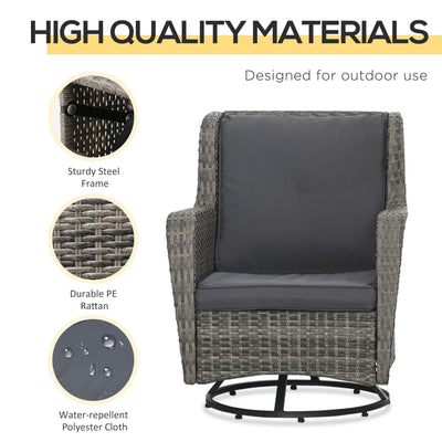 Outsunny Patio Pivotal 360°Rotating Rocking Bistro Set, Gray, Modern & Comfortable Outdoor Seating