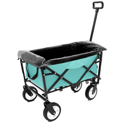 Minimeetall Multi-use Bag,Collapsible Foldable Wagon Cart Beach Wagon Heavy Duty Utility Cart Utility Wagon Grocery Cart for for Camping 3pcs plastic Liner bag /Cover , green