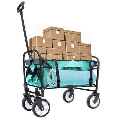 Minimeetall Multi-use Bag,Collapsible Foldable Wagon Cart Beach Wagon Heavy Duty Utility Cart Utility Wagon Grocery Cart for for Camping 3pcs plastic Liner bag /Cover , green