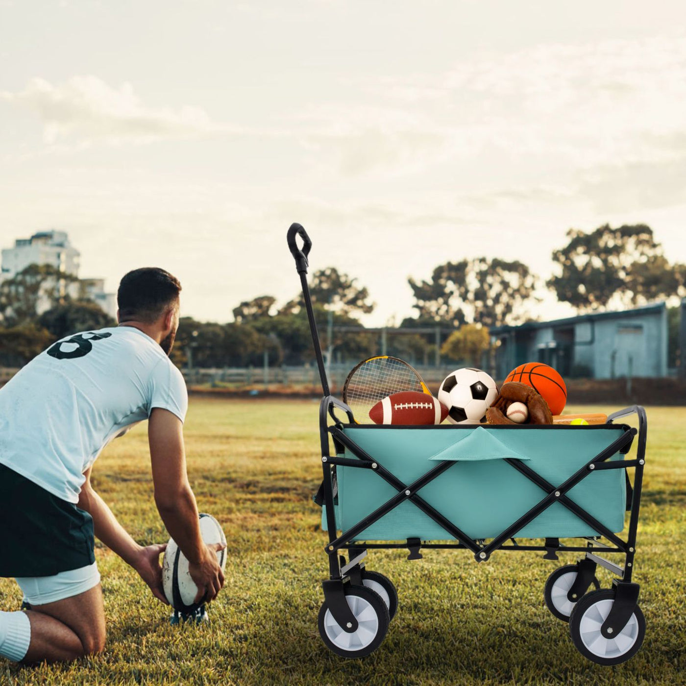 Minimeetall Multi-use Bag,Collapsible Foldable Wagon Cart Beach Wagon Heavy Duty Utility Cart Utility Wagon Grocery Cart for for Camping 3pcs plastic Liner bag /Cover , green