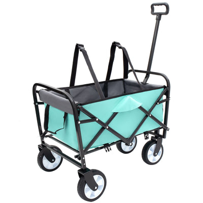 Minimeetall Multi-use Bag,Collapsible Foldable Wagon Cart Beach Wagon Heavy Duty Utility Cart Utility Wagon Grocery Cart for for Camping 3pcs plastic Liner bag /Cover , green
