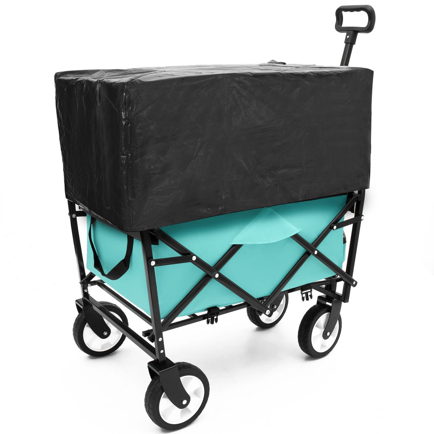 Minimeetall Multi-use Bag,Collapsible Foldable Wagon Cart Beach Wagon Heavy Duty Utility Cart Utility Wagon Grocery Cart for for Camping 3pcs plastic Liner bag /Cover , green