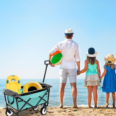Minimeetall Multi-use Bag,Collapsible Foldable Wagon Cart Beach Wagon Heavy Duty Utility Cart Utility Wagon Grocery Cart for for Camping 3pcs plastic Liner bag /Cover , green