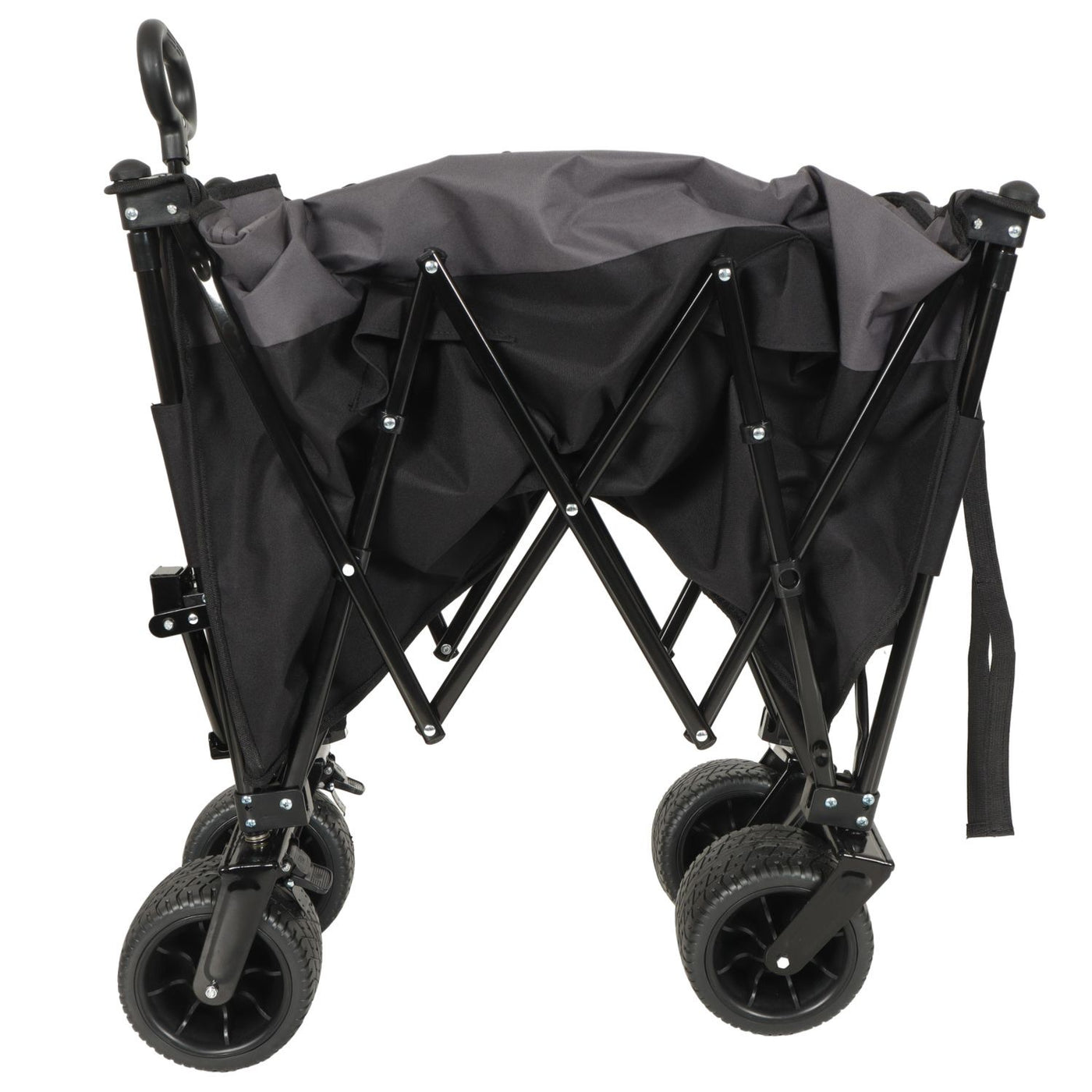 Extra Large 300L Tall Heavy-Duty Folding Wagon Cart with 480lbs Capacity – All-Terrain Wheels, Side Pockets, Brakes & Drink Holders for Camping, Beach, Sports, Gardening, Black- Gray