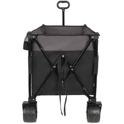 Extra Large 300L Tall Heavy-Duty Folding Wagon Cart with 480lbs Capacity – All-Terrain Wheels, Side Pockets, Brakes & Drink Holders for Camping, Beach, Sports, Gardening, Black- Gray