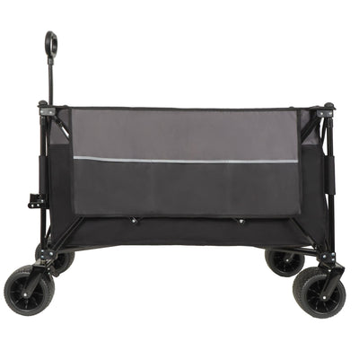 Extra Large 300L Tall Heavy-Duty Folding Wagon Cart with 480lbs Capacity – All-Terrain Wheels, Side Pockets, Brakes & Drink Holders for Camping, Beach, Sports, Gardening, Black- Gray