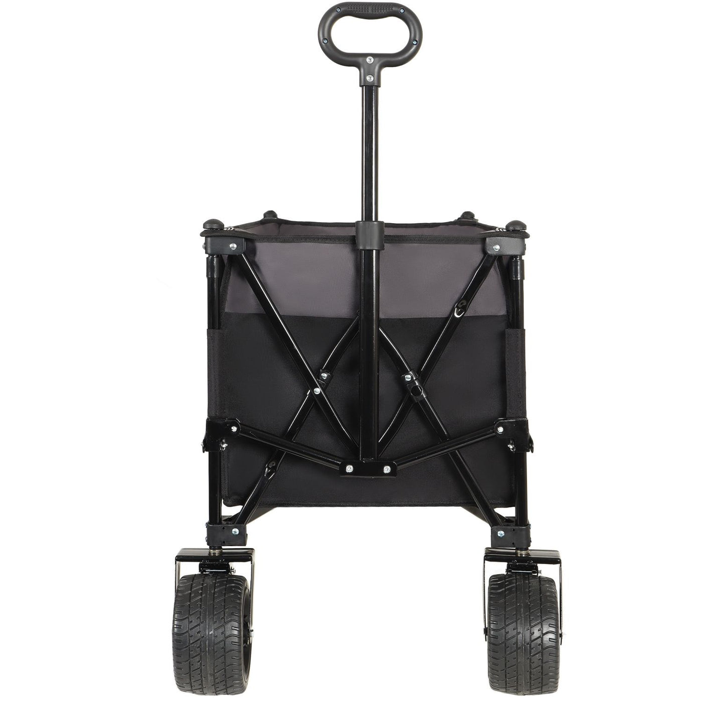Extra Large 300L Tall Heavy-Duty Folding Wagon Cart with 480lbs Capacity – All-Terrain Wheels, Side Pockets, Brakes & Drink Holders for Camping, Beach, Sports, Gardening, Black- Gray