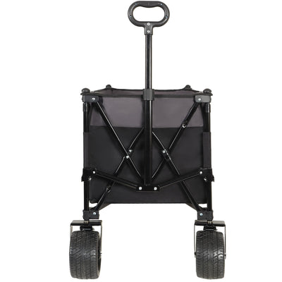 Extra Large 300L Tall Heavy-Duty Folding Wagon Cart with 480lbs Capacity – All-Terrain Wheels, Side Pockets, Brakes & Drink Holders for Camping, Beach, Sports, Gardening, Black- Gray