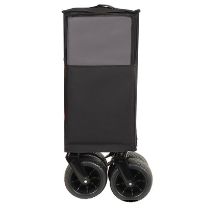 Extra Large 300L Tall Heavy-Duty Folding Wagon Cart with 480lbs Capacity – All-Terrain Wheels, Side Pockets, Brakes & Drink Holders for Camping, Beach, Sports, Gardening, Black- Gray