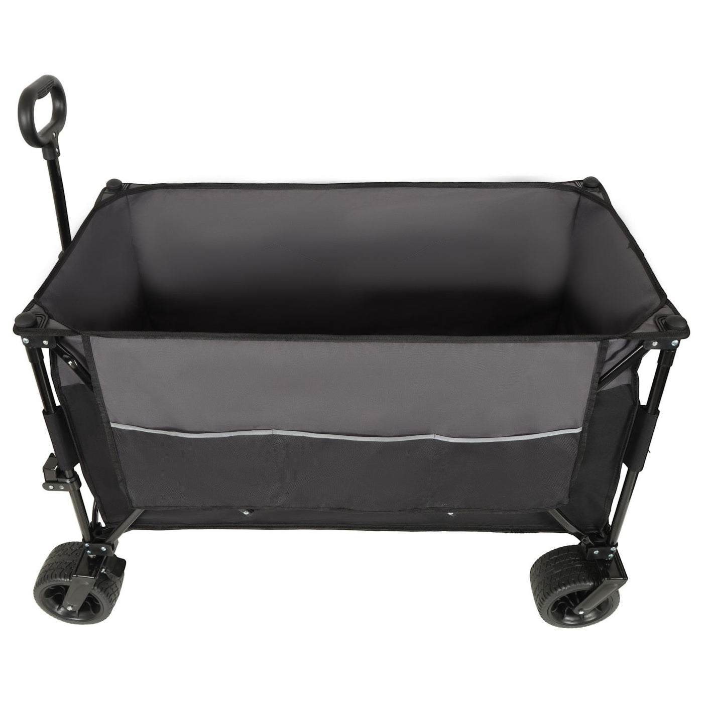 Extra Large 300L Tall Heavy-Duty Folding Wagon Cart with 480lbs Capacity – All-Terrain Wheels, Side Pockets, Brakes & Drink Holders for Camping, Beach, Sports, Gardening, Black- Gray