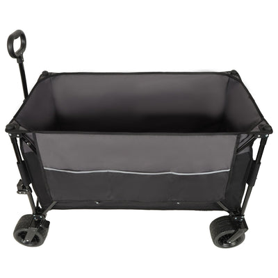 Extra Large 300L Tall Heavy-Duty Folding Wagon Cart with 480lbs Capacity – All-Terrain Wheels, Side Pockets, Brakes & Drink Holders for Camping, Beach, Sports, Gardening, Black- Gray