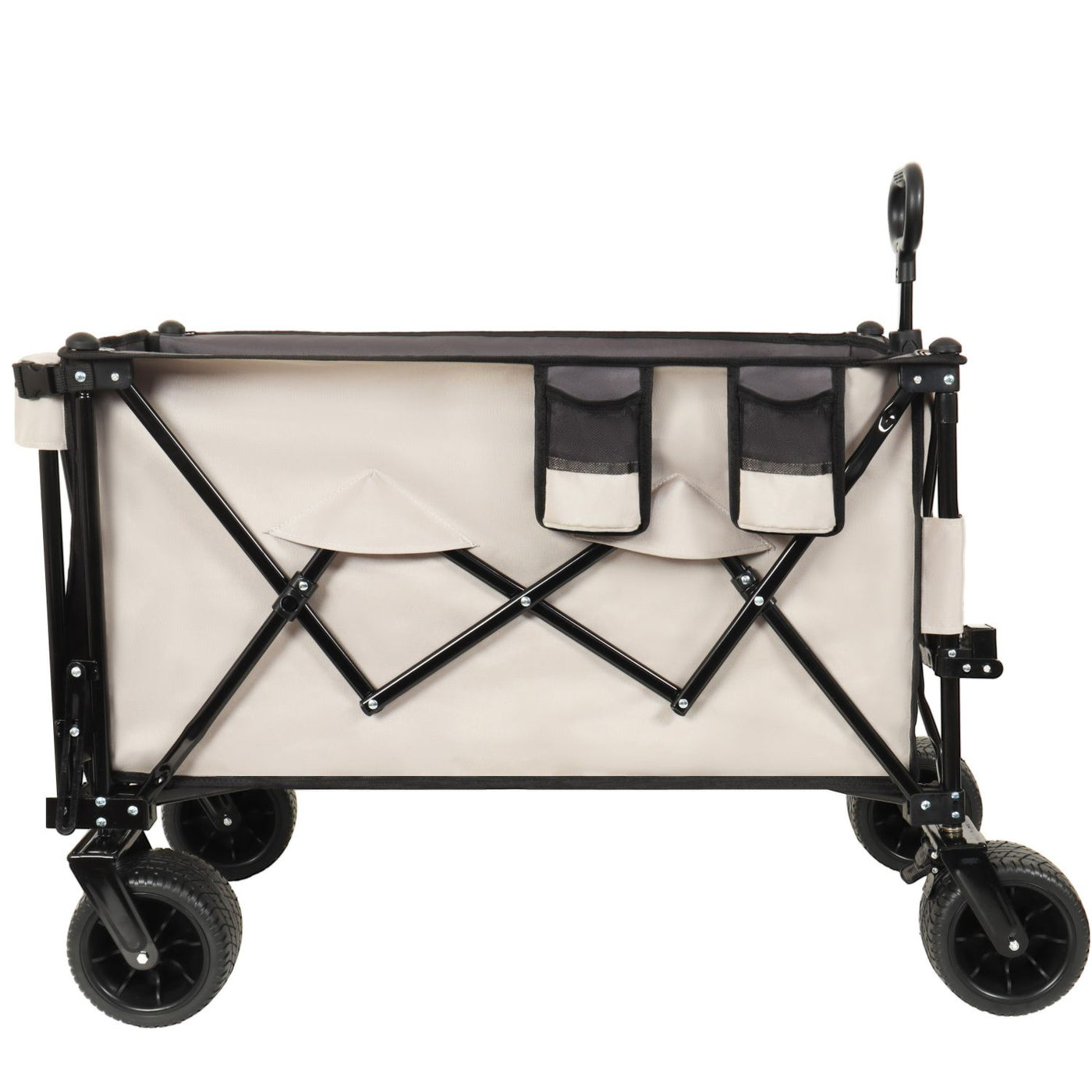 Foldable Wagon with Extended Tailgate, Extra Long Extender Wagon Cart,Beach Wagon Cart Heavy Duty 480LBS with Large All-Terrain Beach Wheels, khaki- Gray