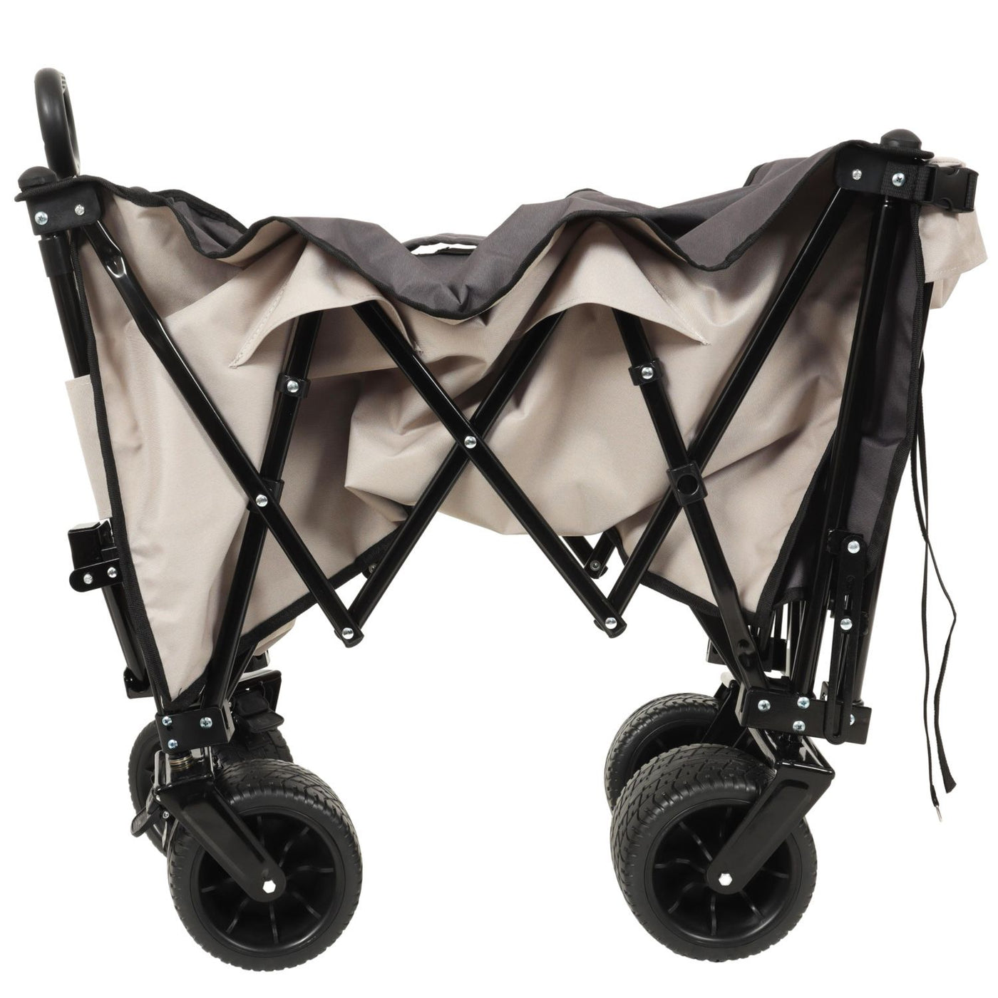 Foldable Wagon with Extended Tailgate, Extra Long Extender Wagon Cart,Beach Wagon Cart Heavy Duty 480LBS with Large All-Terrain Beach Wheels, khaki- Gray