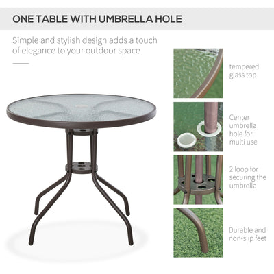 Outsunny 6-Piece Patio Dining Set with Umbrella, Folding Chairs & Glass Table, Beige - Outdoor Meal Setup