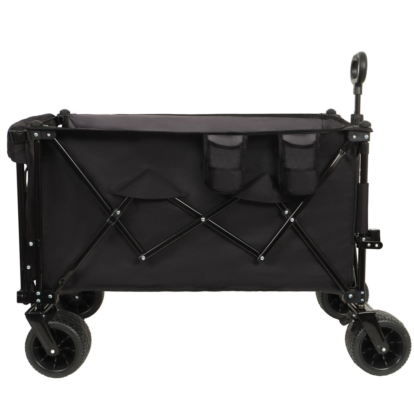 Foldable Wagon with Extended Tailgate, Extra Long Extender Wagon Cart,Beach Wagon Cart Heavy Duty 480LBS with Large All-Terrain Beach Wheels, Black- Gray