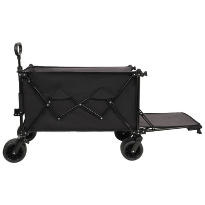 Foldable Wagon with Extended Tailgate, Extra Long Extender Wagon Cart,Beach Wagon Cart Heavy Duty 480LBS with Large All-Terrain Beach Wheels, Black- Gray