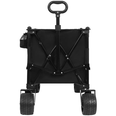 Foldable Wagon with Extended Tailgate, Extra Long Extender Wagon Cart,Beach Wagon Cart Heavy Duty 480LBS with Large All-Terrain Beach Wheels, Black- Gray