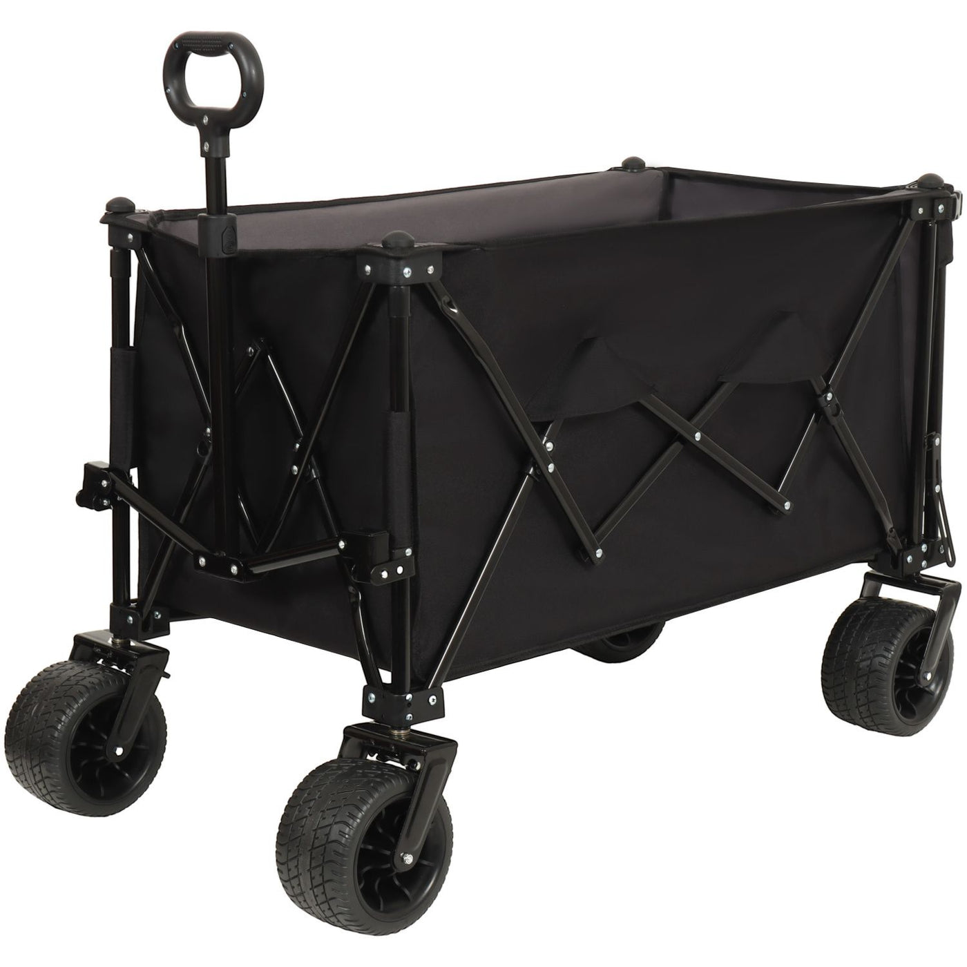 Foldable Wagon with Extended Tailgate, Extra Long Extender Wagon Cart,Beach Wagon Cart Heavy Duty 480LBS with Large All-Terrain Beach Wheels, Black- Gray