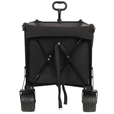 Foldable Wagon with Extended Tailgate, Extra Long Extender Wagon Cart,Beach Wagon Cart Heavy Duty 480LBS with Large All-Terrain Beach Wheels, Black- Gray