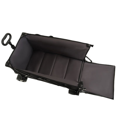 Foldable Wagon with Extended Tailgate, Extra Long Extender Wagon Cart,Beach Wagon Cart Heavy Duty 480LBS with Large All-Terrain Beach Wheels, Black- Gray