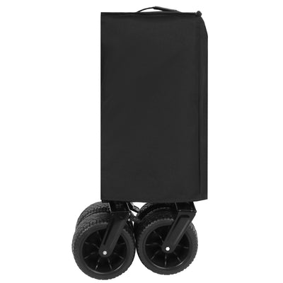 Foldable Wagon with Extended Tailgate, Extra Long Extender Wagon Cart,Beach Wagon Cart Heavy Duty 480LBS with Large All-Terrain Beach Wheels, Black- Gray