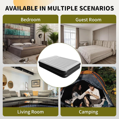 Air Mattress, 16" Raised Full Size Self Inflatable Blow Up Mattress with Built in Pump, Thick Comfort Air Bed for Camping, Guests & Home,