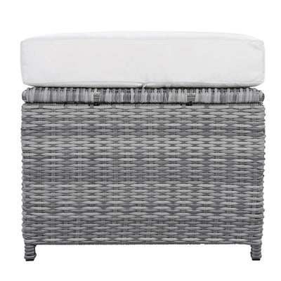 Outdoor Furniture Set Patio Rattan Furniture Set with an Adjustable Table, Recliners with Extendable Side Tables, and Two Ottomans For Patio, Lawn, Backyard, Pool, Beige