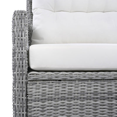 Outdoor Furniture Set Patio Rattan Furniture Set with an Adjustable Table, Recliners with Extendable Side Tables, and Two Ottomans For Patio, Lawn, Backyard, Pool, Beige