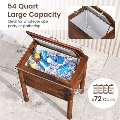 1PC Wooden Patio Cooler with 3 Handles and Bottle Opener