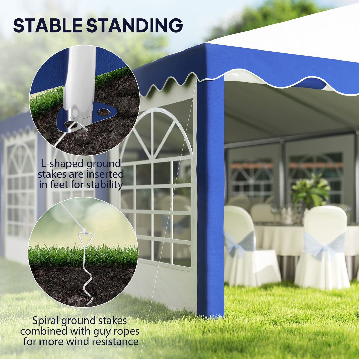 Outsunny 16.5' x 33' Large Party Tent, Heavy Duty Outdoor Canopy Tent with Removable Sidewalls, 10 Windows, Blue