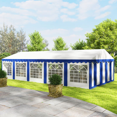 Outsunny 16.5' x 33' Large Party Tent, Heavy Duty Outdoor Canopy Tent with Removable Sidewalls, 10 Windows, Blue