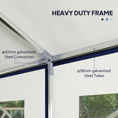 Outsunny 16.5' x 33' Large Party Tent, Heavy Duty Outdoor Canopy Tent with Removable Sidewalls, 10 Windows, Blue