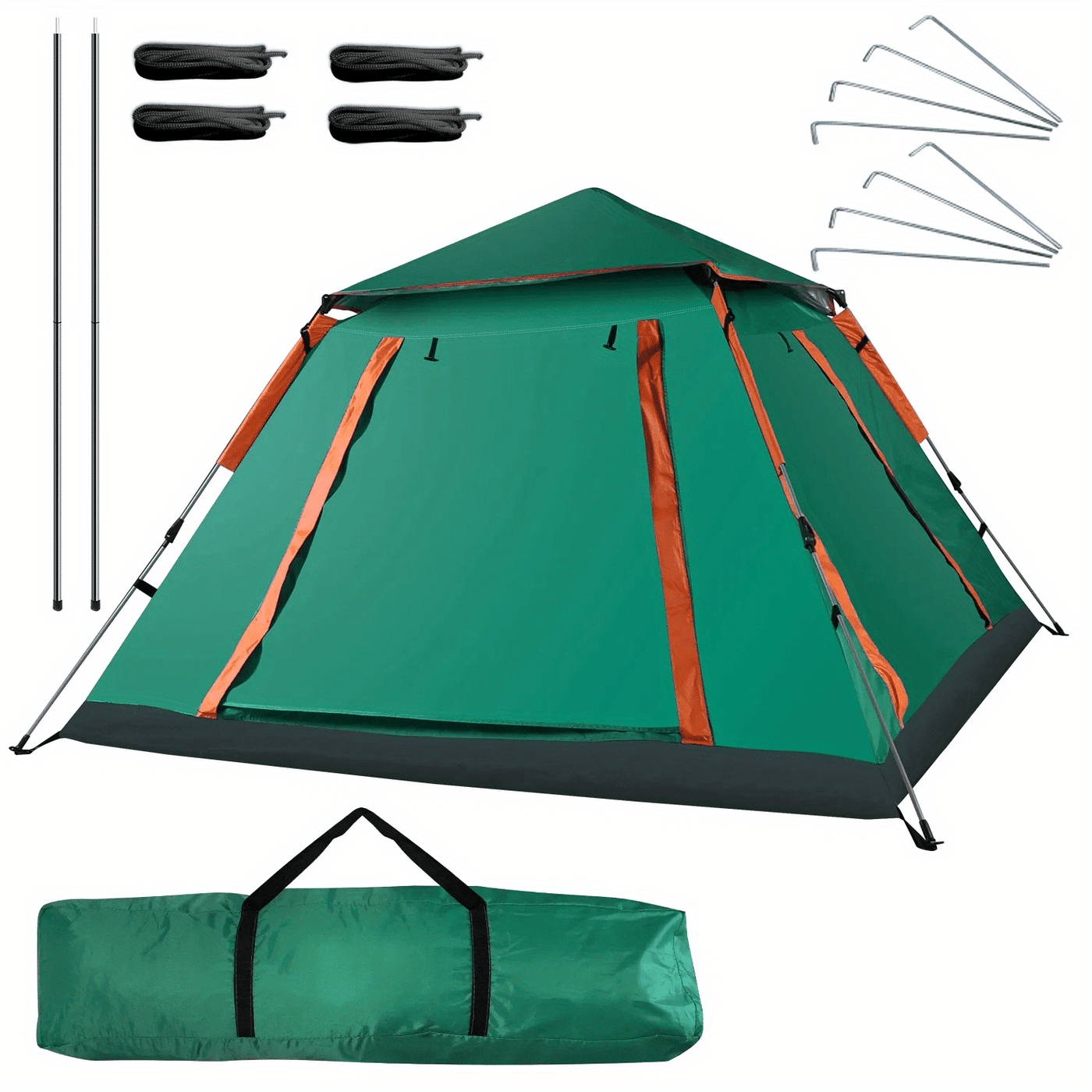 Muti-Person Outdoor Automatic Quick Opening Camping Tent with Mesh Windows. Made of Oxford Fabric, Comes with Portable Bag & Moisture - Proof Mat. Ideal for Family Camping, Fishing, Hunting