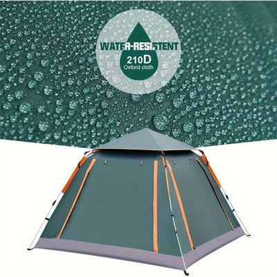 Muti-Person Outdoor Automatic Quick Opening Camping Tent with Mesh Windows. Made of Oxford Fabric, Comes with Portable Bag & Moisture - Proof Mat. Ideal for Family Camping, Fishing, Hunting