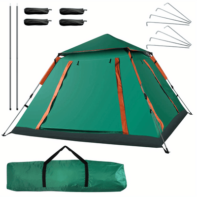 Muti-Person Outdoor Automatic Quick Opening Camping Tent with Mesh Windows. Made of Oxford Fabric, Comes with Portable Bag & Moisture - Proof Mat. Ideal for Family Camping, Fishing, Hunting