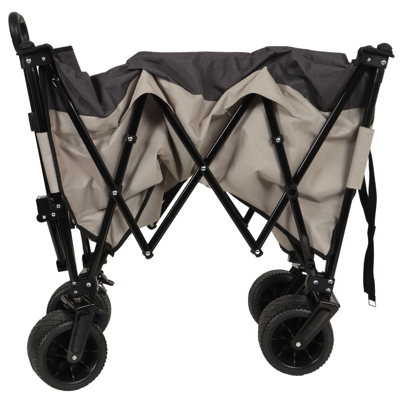 Extra large 300L Tall Heavy-Duty Folding Wagon Cart with 480lbs Capacity – All-Terrain Wheels, Side Pockets, Brakes & Drink Holders for Camping, Beach, Sports, Gardening, khaki- Gray