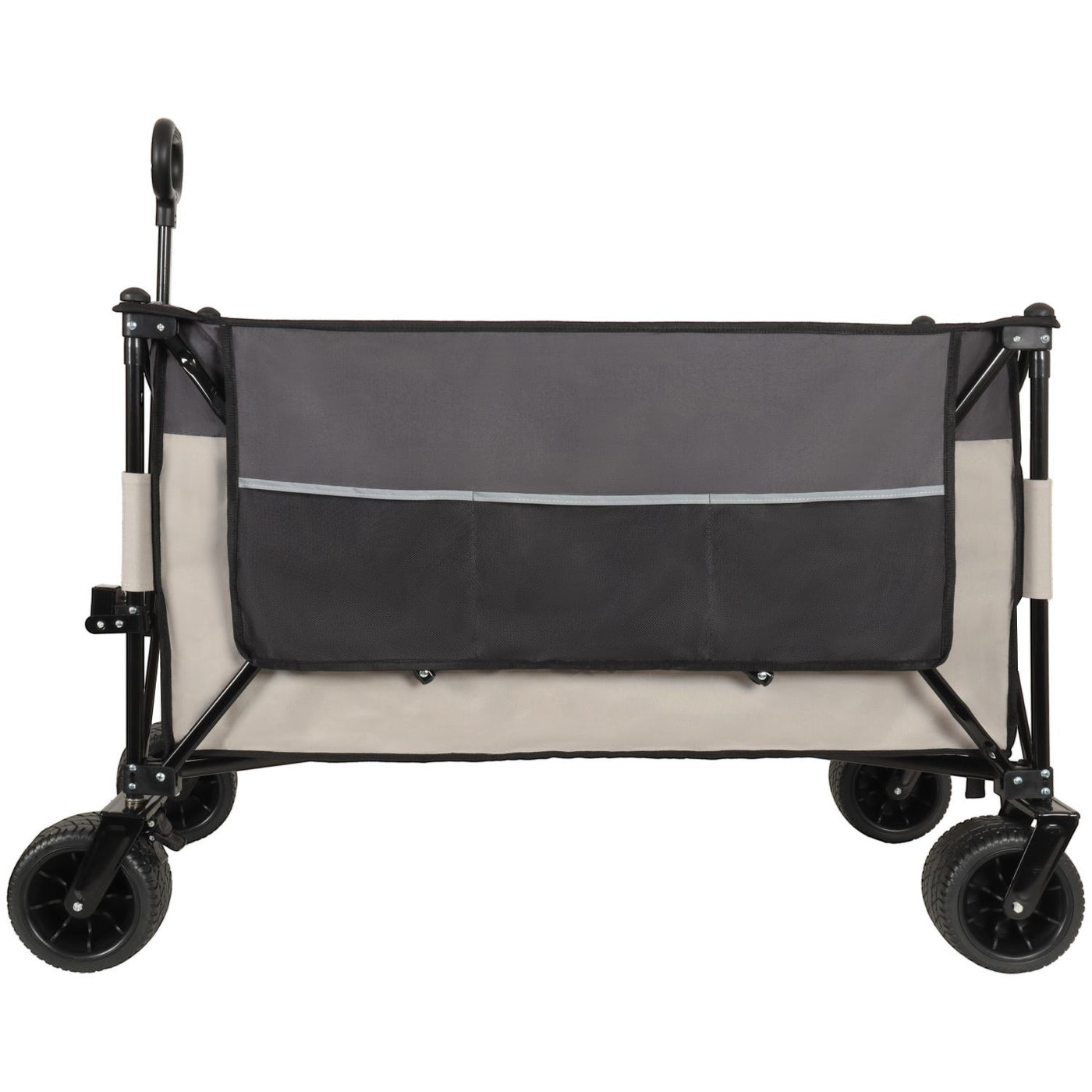 Extra large 300L Tall Heavy-Duty Folding Wagon Cart with 480lbs Capacity – All-Terrain Wheels, Side Pockets, Brakes & Drink Holders for Camping, Beach, Sports, Gardening, khaki- Gray