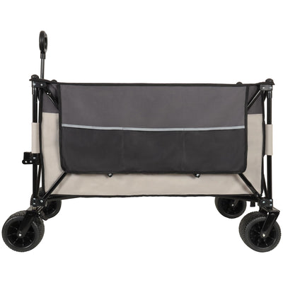 Extra large 300L Tall Heavy-Duty Folding Wagon Cart with 480lbs Capacity – All-Terrain Wheels, Side Pockets, Brakes & Drink Holders for Camping, Beach, Sports, Gardening, khaki- Gray